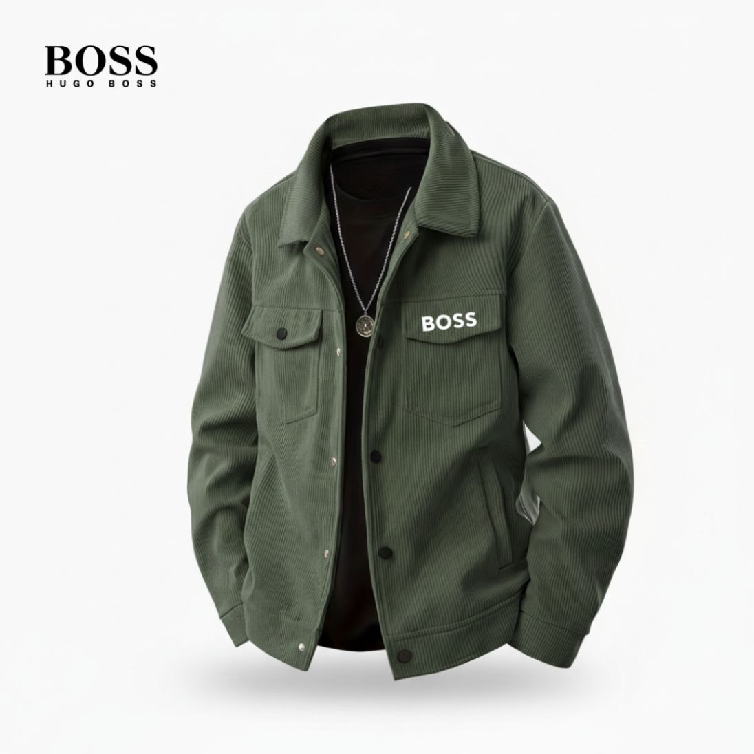 BOSS – Veste en velours côtelé