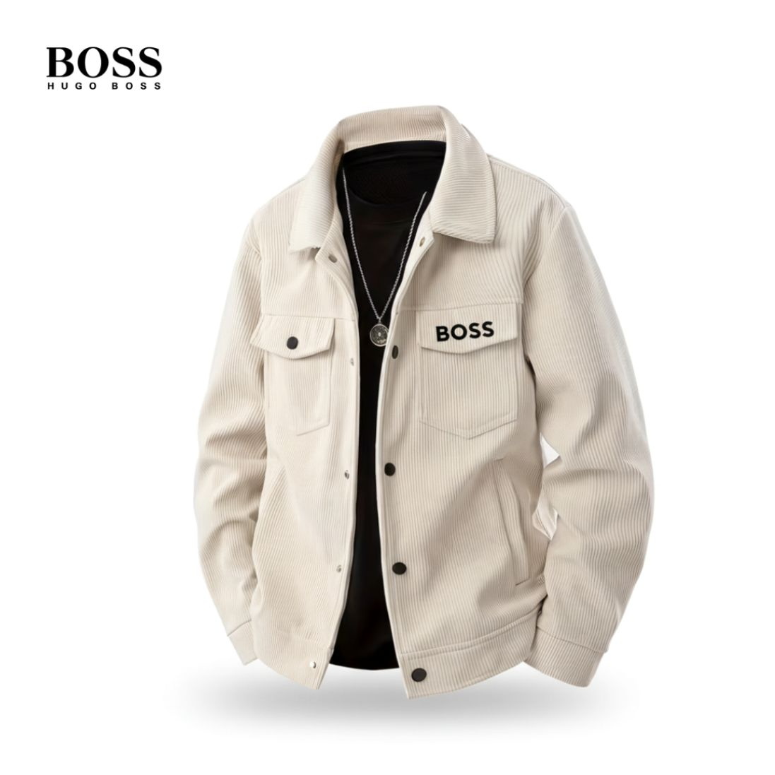BOSS – Veste en velours côtelé