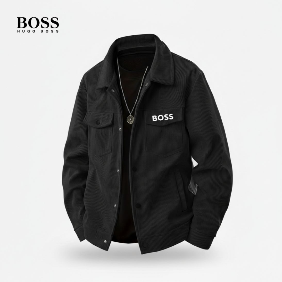 BOSS – Veste en velours côtelé