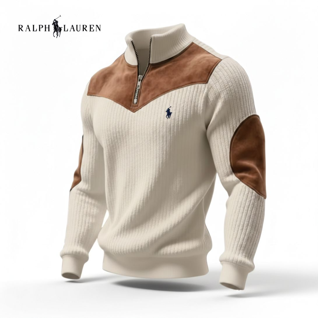 RALPH LAUREN – Pull demi-zip en maille côtelée