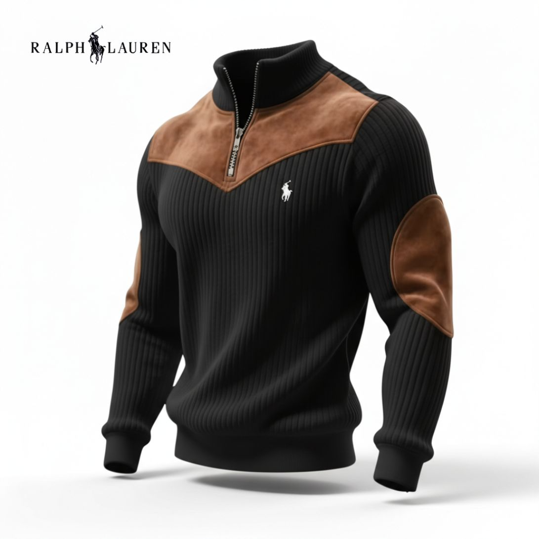 RALPH LAUREN – Pull demi-zip en maille côtelée